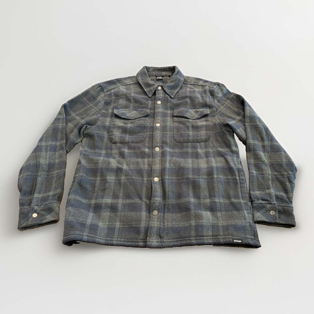 prAna Mens Happy Camp Flannel Snap On Heavyweight Plaid Shirt Jacket Size M $118